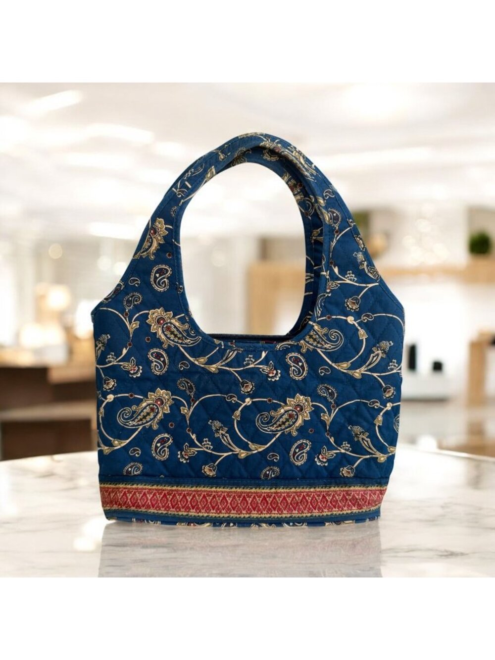 AMERICANA BY SHARIF Blue Floral Fabric Bucket Bag